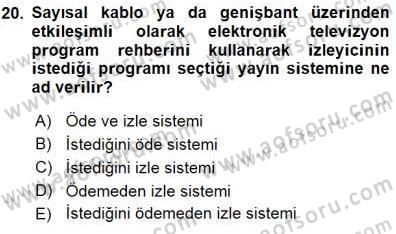 Toplum ve İletişim Dersi 2015 - 2016 Yılı (Final) Dönem Sonu Sınav Soruları 20. Soru