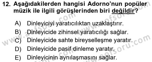 Toplum ve İletişim Dersi Ara Sınavı Deneme Sınav Soruları 12. Soru