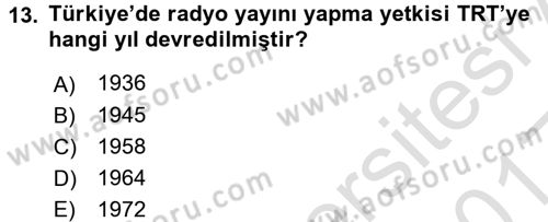Toplum ve İletişim Dersi Ara Sınavı Deneme Sınav Soruları 13. Soru