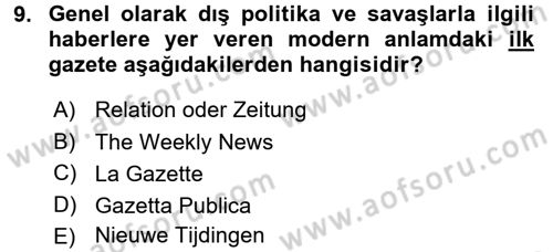 Toplum ve İletişim Dersi Ara Sınavı Deneme Sınav Soruları 9. Soru