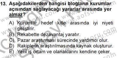 Dijital İletişim ve Yeni Medya Dersi 2013 - 2014 Yılı Tek Ders Sınav Soruları 13. Soru