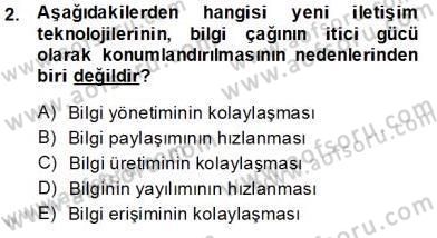Dijital İletişim ve Yeni Medya Dersi 2013 - 2014 Yılı Tek Ders Sınav Soruları 2. Soru