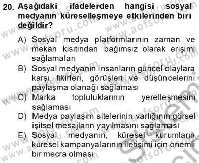 Dijital İletişim ve Yeni Medya Dersi 2013 - 2014 Yılı Tek Ders Sınav Soruları 20. Soru