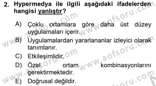 Dijital İletişim ve Yeni Medya Dersi 2016 - 2017 Yılı (Vize) Ara Sınav Soruları 2. Soru