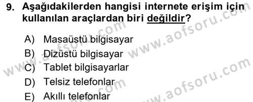 Dijital İletişim ve Yeni Medya Dersi 2016 - 2017 Yılı (Vize) Ara Sınav Soruları 9. Soru