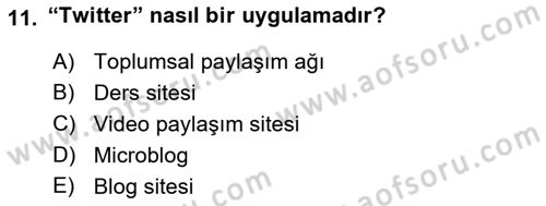 Dijital İletişim ve Yeni Medya Dersi 2016 - 2017 Yılı (Final) Dönem Sonu Sınav Soruları 11. Soru