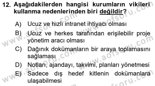 Dijital İletişim ve Yeni Medya Dersi 2016 - 2017 Yılı (Final) Dönem Sonu Sınav Soruları 12. Soru