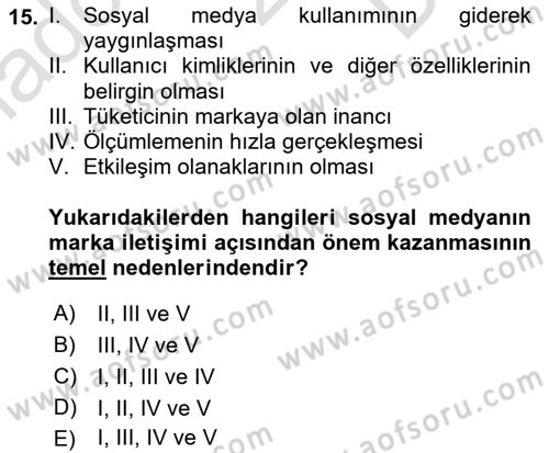 Dijital İletişim ve Yeni Medya Dersi 2016 - 2017 Yılı (Final) Dönem Sonu Sınav Soruları 15. Soru