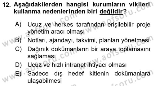 Dijital İletişim ve Yeni Medya Dersi 2017 - 2018 Yılı 3 Ders Sınav Soruları 12. Soru