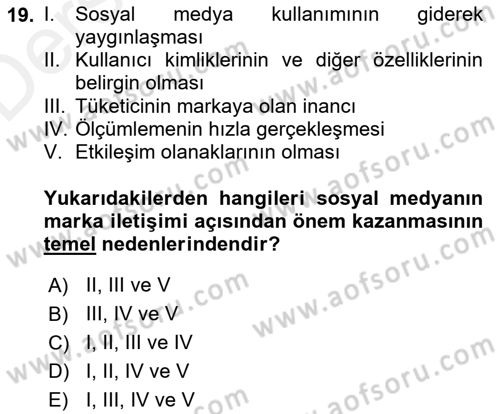 Dijital İletişim ve Yeni Medya Dersi 2017 - 2018 Yılı 3 Ders Sınav Soruları 19. Soru