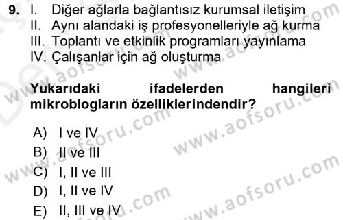 Dijital İletişim ve Yeni Medya Dersi 2017 - 2018 Yılı 3 Ders Sınav Soruları 9. Soru