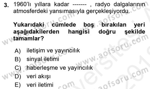 Dijital İletişim ve Yeni Medya Dersi 2017 - 2018 Yılı (Vize) Ara Sınav Soruları 3. Soru