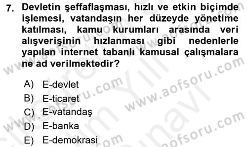 Dijital İletişim ve Yeni Medya Dersi 2017 - 2018 Yılı (Vize) Ara Sınav Soruları 7. Soru