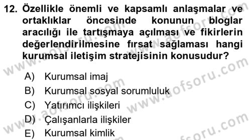 Dijital İletişim ve Yeni Medya Dersi 2017 - 2018 Yılı (Final) Dönem Sonu Sınav Soruları 12. Soru