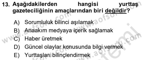 Dijital İletişim ve Yeni Medya Dersi 2018 - 2019 Yılı 3 Ders Sınav Soruları 13. Soru