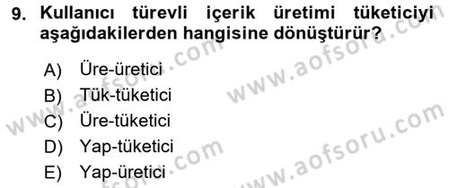 Dijital İletişim ve Yeni Medya Dersi 2018 - 2019 Yılı 3 Ders Sınav Soruları 9. Soru