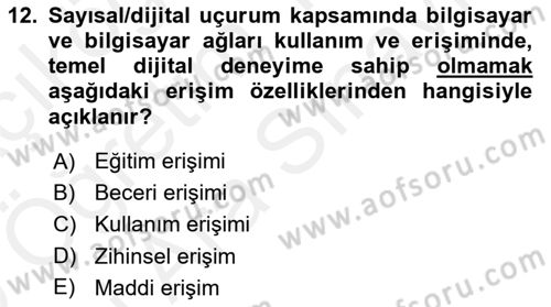 Dijital İletişim ve Yeni Medya Dersi 2018 - 2019 Yılı (Vize) Ara Sınav Soruları 12. Soru