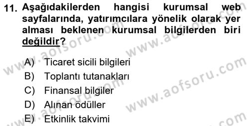 Dijital İletişim ve Yeni Medya Dersi 2018 - 2019 Yılı (Final) Dönem Sonu Sınav Soruları 11. Soru