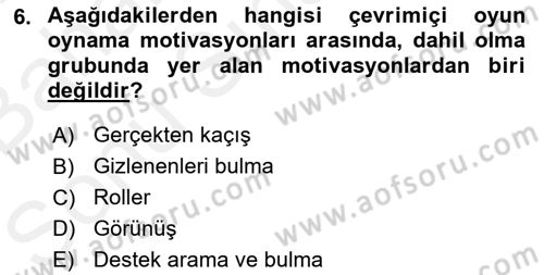 Dijital İletişim ve Yeni Medya Dersi 2018 - 2019 Yılı (Final) Dönem Sonu Sınav Soruları 6. Soru