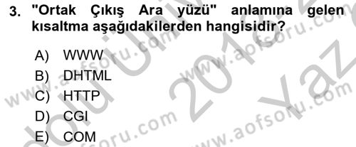Dijital İletişim ve Yeni Medya Dersi 2018 - 2019 Yılı Yaz Okulu Sınav Soruları 3. Soru