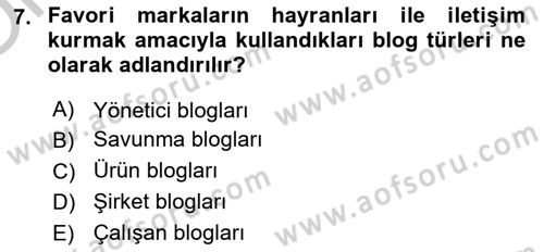 Dijital İletişim ve Yeni Medya Dersi 2018 - 2019 Yılı Yaz Okulu Sınav Soruları 7. Soru