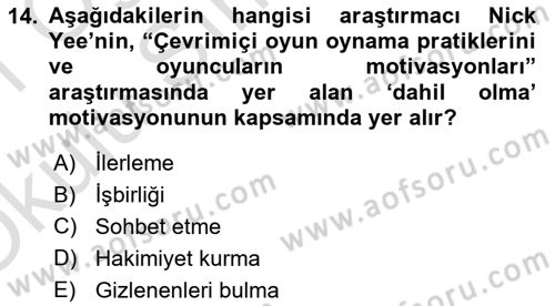 Dijital İletişim ve Yeni Medya Dersi 2020 - 2021 Yılı Yaz Okulu Sınav Soruları 14. Soru
