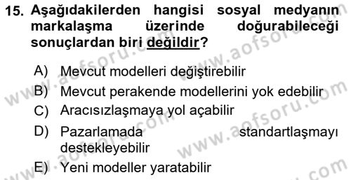 Dijital İletişim ve Yeni Medya Dersi 2020 - 2021 Yılı Yaz Okulu Sınav Soruları 15. Soru