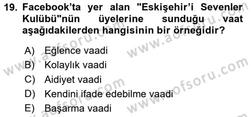 Dijital İletişim ve Yeni Medya Dersi 2020 - 2021 Yılı Yaz Okulu Sınav Soruları 19. Soru