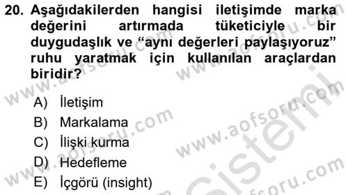 Dijital İletişim ve Yeni Medya Dersi 2020 - 2021 Yılı Yaz Okulu Sınav Soruları 20. Soru