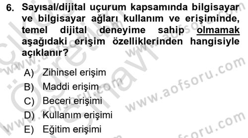 Dijital İletişim ve Yeni Medya Dersi 2020 - 2021 Yılı Yaz Okulu Sınav Soruları 6. Soru