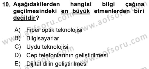 Dijital İletişim ve Yeni Medya Dersi 2021 - 2022 Yılı (Vize) Ara Sınav Soruları 10. Soru