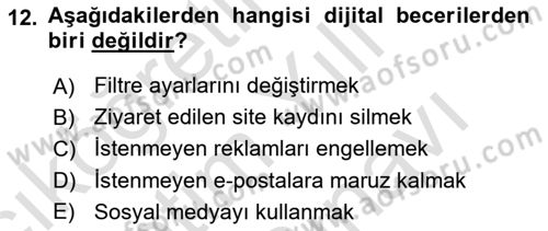 Dijital İletişim ve Yeni Medya Dersi 2021 - 2022 Yılı (Vize) Ara Sınav Soruları 12. Soru