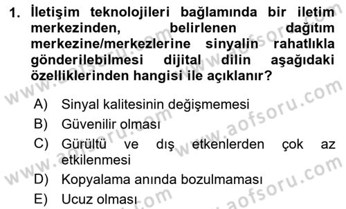 Dijital İletişim ve Yeni Medya Dersi 2021 - 2022 Yılı Yaz Okulu Sınav Soruları 1. Soru