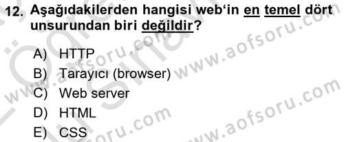 Dijital İletişim ve Yeni Medya Dersi 2021 - 2022 Yılı Yaz Okulu Sınav Soruları 12. Soru