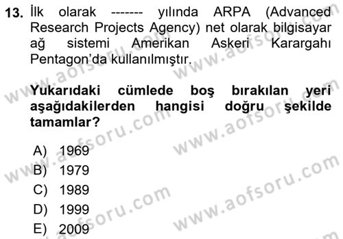 Dijital İletişim ve Yeni Medya Dersi 2021 - 2022 Yılı Yaz Okulu Sınav Soruları 13. Soru