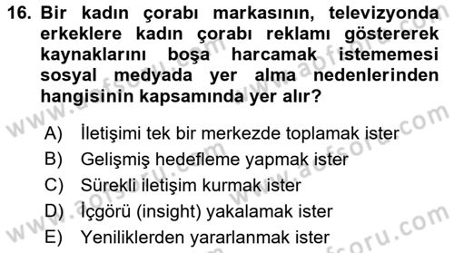 Dijital İletişim ve Yeni Medya Dersi 2021 - 2022 Yılı Yaz Okulu Sınav Soruları 16. Soru