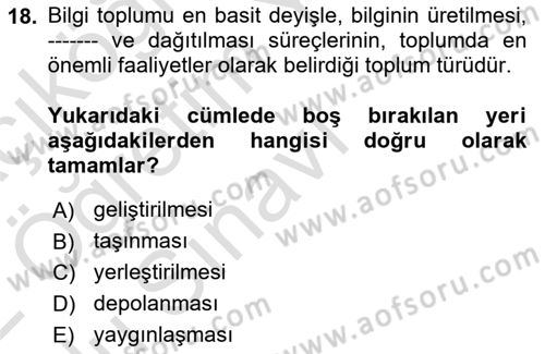 Dijital İletişim ve Yeni Medya Dersi 2021 - 2022 Yılı Yaz Okulu Sınav Soruları 18. Soru