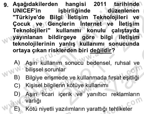 Dijital İletişim ve Yeni Medya Dersi 2021 - 2022 Yılı Yaz Okulu Sınav Soruları 9. Soru
