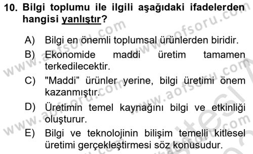 Dijital İletişim ve Yeni Medya Dersi 2022 - 2023 Yılı Yaz Okulu Sınav Soruları 10. Soru