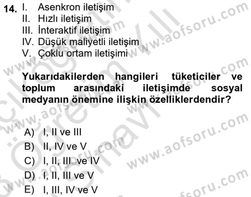 Dijital İletişim ve Yeni Medya Dersi 2022 - 2023 Yılı Yaz Okulu Sınav Soruları 14. Soru