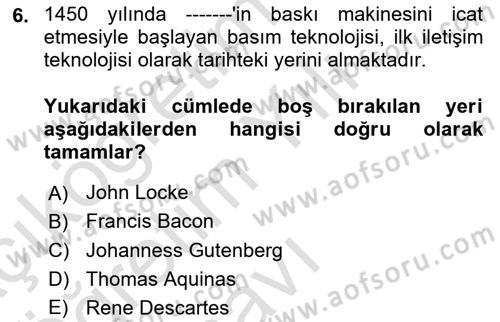 Dijital İletişim ve Yeni Medya Dersi 2022 - 2023 Yılı Yaz Okulu Sınav Soruları 6. Soru
