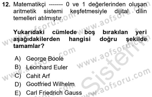 Dijital İletişim ve Yeni Medya Dersi 2023 - 2024 Yılı (Vize) Ara Sınav Soruları 12. Soru