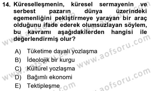 Dijital İletişim ve Yeni Medya Dersi 2023 - 2024 Yılı (Final) Dönem Sonu Sınav Soruları 14. Soru