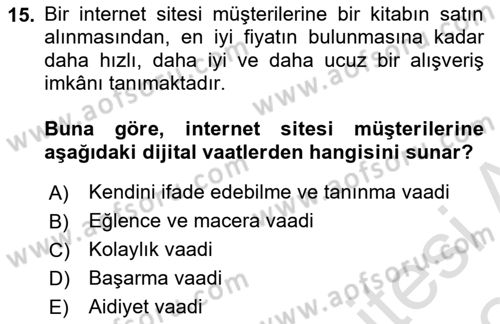 Dijital İletişim ve Yeni Medya Dersi 2023 - 2024 Yılı (Final) Dönem Sonu Sınav Soruları 15. Soru