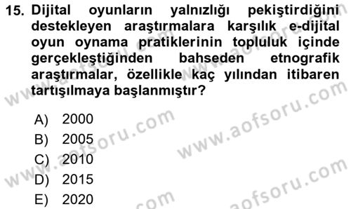 Dijital İletişim ve Yeni Medya Dersi 2023 - 2024 Yılı Yaz Okulu Sınav Soruları 15. Soru