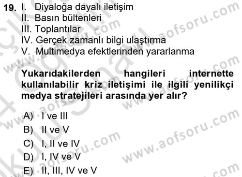 Dijital İletişim ve Yeni Medya Dersi 2023 - 2024 Yılı Yaz Okulu Sınav Soruları 19. Soru