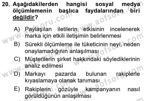 Dijital İletişim ve Yeni Medya Dersi 2023 - 2024 Yılı Yaz Okulu Sınav Soruları 20. Soru