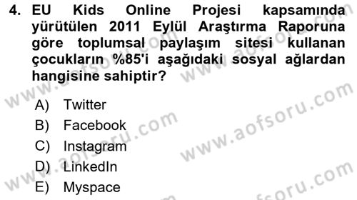 Dijital İletişim ve Yeni Medya Dersi 2023 - 2024 Yılı Yaz Okulu Sınav Soruları 4. Soru