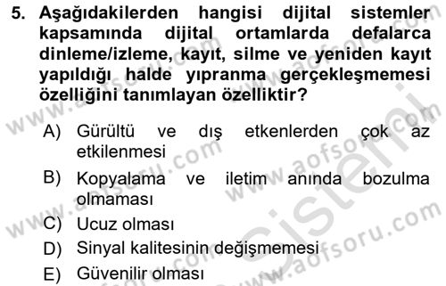 Dijital İletişim ve Yeni Medya Dersi 2023 - 2024 Yılı Yaz Okulu Sınav Soruları 5. Soru