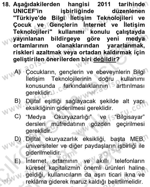 Dijital İletişim ve Yeni Medya Dersi 2024 - 2025 Yılı (Vize) Ara Sınav Soruları 18. Soru